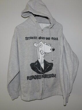 Screeching Weasel zip up hoodie hooded sweatshirt - punk rock band shirt - L